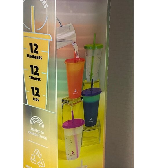Manna Color Changing 24oz Plastic Tumblers with Lids and Straws (Set of 12) New - Picture 5 of 10